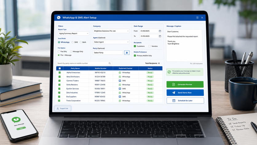 Tabco Tech WhatsApp and SMS alert setup software screen