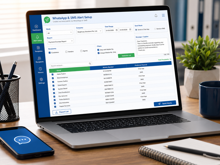 Tabco Tech WhatsApp and SMS alert report software screen